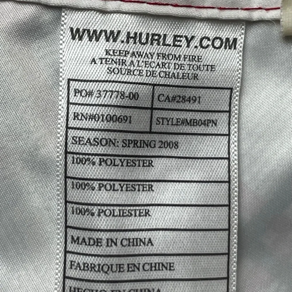 Hurley Mens Plaid Board Shorts White Red Black‎ Cargo Pocket MB04PN Size 34